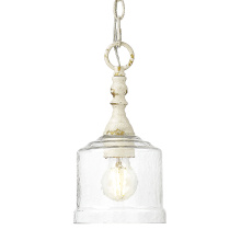 Golden 0806-M1L AI-HWG - Golden Lighting Keating 1-light Pendant in Antique Ivory and Hammered Water Glass